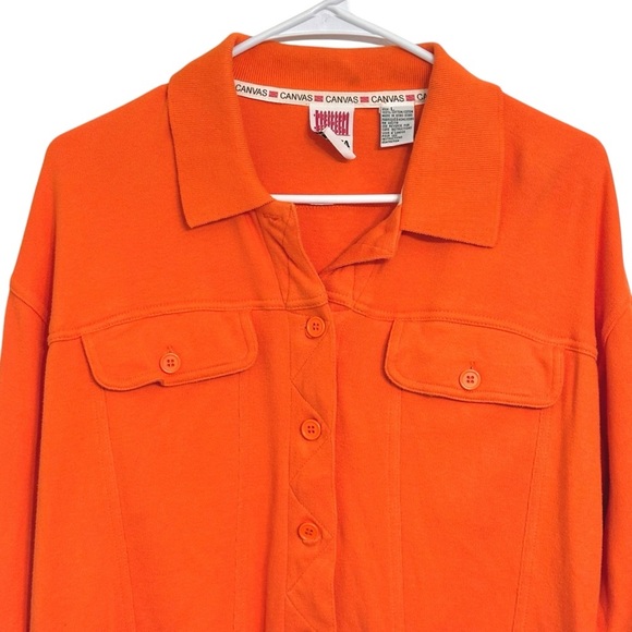 🤩HOST PICK⭐️Vintage Marisa Canvas Orange Button Sweatshirt Jacket 100% cotton L - Picture 5 of 8